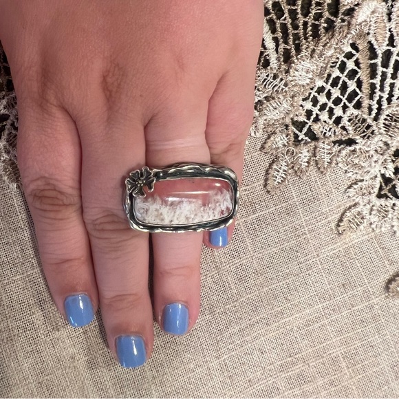 Izovella Pink Plume Agate OOAK Sterling silver Ring etsy artisan jewelry - Picture 4 of 4